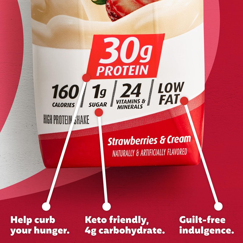 PREMIER PROTEIN 30G STRAWBERRY CREAM SHAKES 11 FL OZ, 44 FL OZ PACK OF 4