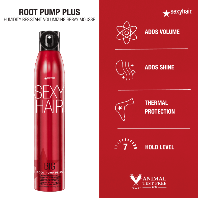 SEXY HAIR VOLUMIZING HAIR STYLING MOUSSE SEXY HAIR BIG ROOT PUMP PLUS 10 OZ - HUMIDITY RESISTANT SPRAY