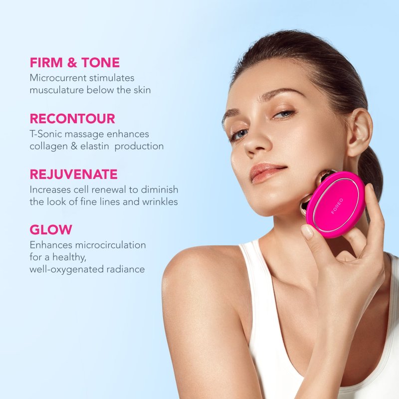FOREO BEAR FACIAL TONING DEVICE IN FUCHSIA COLOR FOR SKIN TONING AND LIFTING