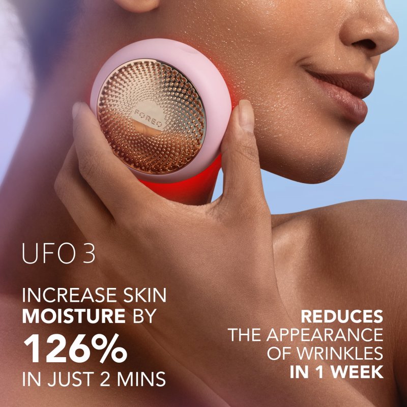 FOREO HYPER HYDRA UFO 3 BUNDLE FACE MOISTURISER DEVICE 14 UFO ACTIVATED MASKS HYDRATING NIGHT MASK RED