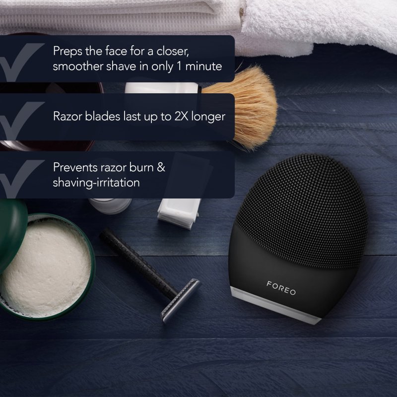 FOREO LUNA 3 MEN FACIAL CLEANSING FIRMING MASSAGE BRUSH SKIN BEARD BLACK