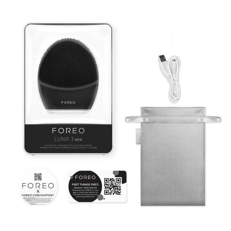 FOREO LUNA 3 MEN FACIAL CLEANSING FIRMING MASSAGE BRUSH SKIN BEARD BLACK