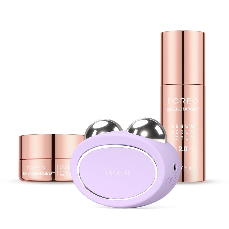 FOREO TOTAL FACELIFT BUNDLE BEAR 2 ADVANCED MICROCURRENT FACIAL DEVICE SUPERCHARGED SERUM