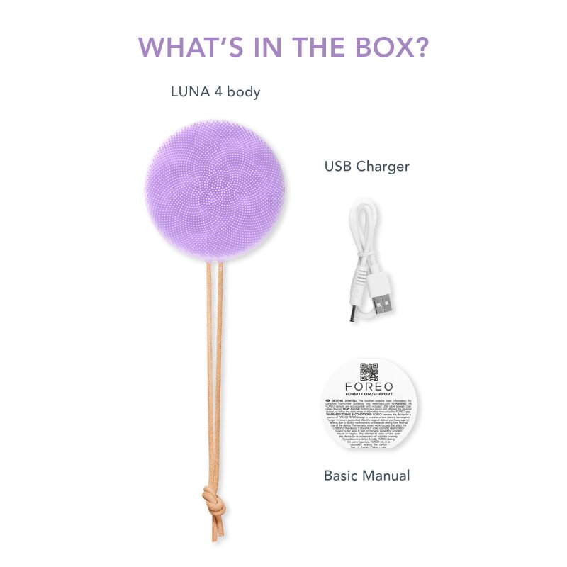 FOREO LUNA 4 T-SONIC LAVENDER BODY BRUSH FOR ALL SKIN TYPES