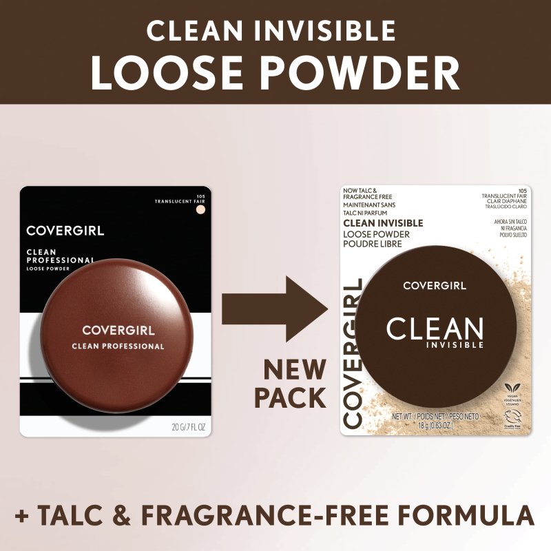 COVERGIRL CLEAN INVISIBLE LOOSE POWDER 110 TRANSLUCENT LIGHT 0.63 OZ