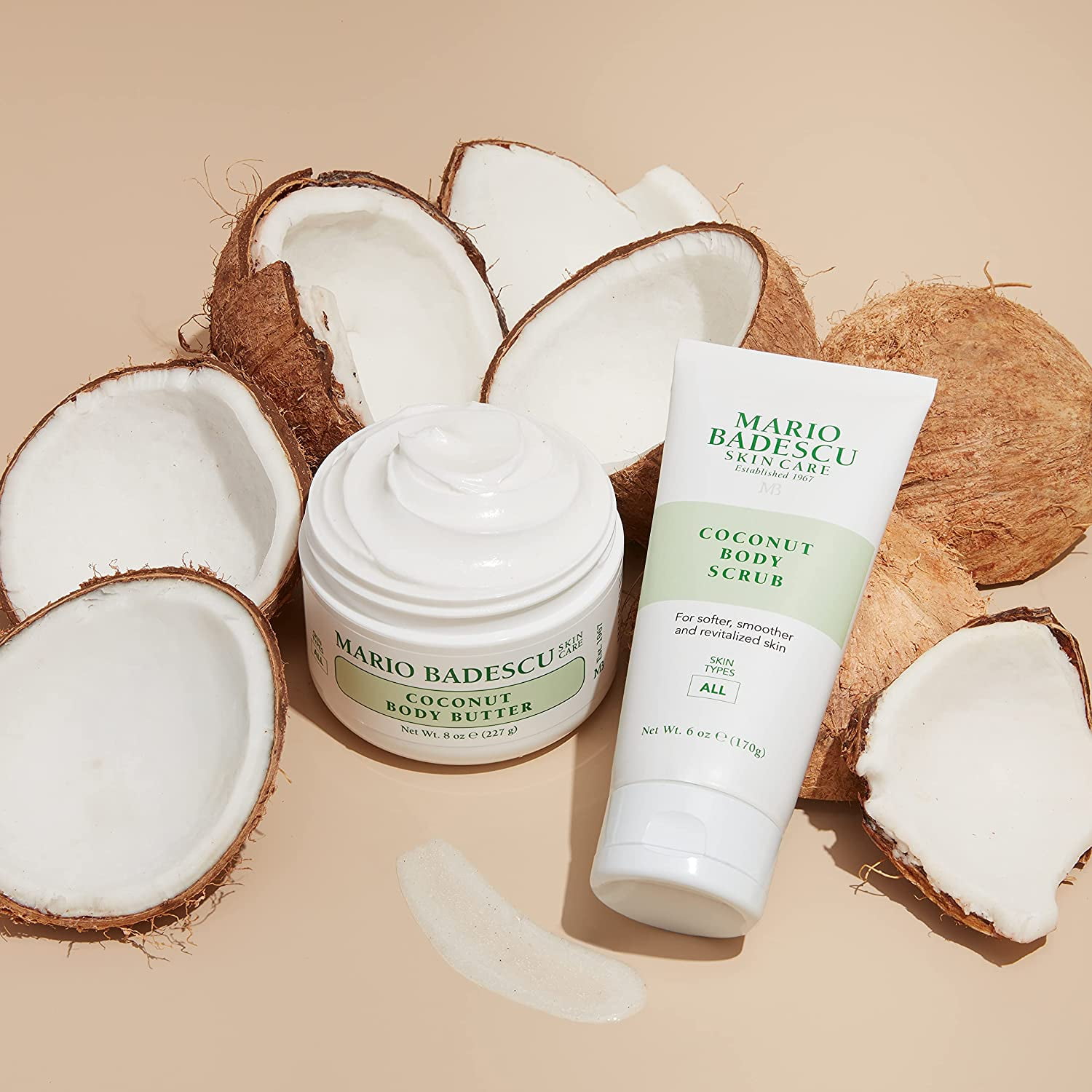 MARIO BADESCU COCONUT BODY SCRUB WITH SHEA AND MANGO BODY BUTTERS 6 OZ