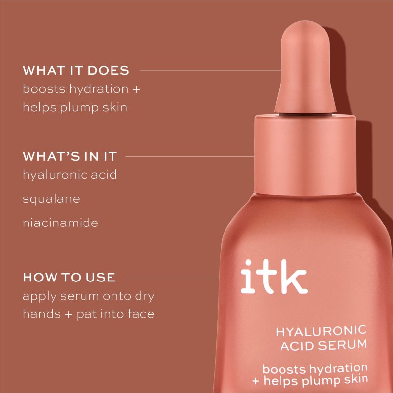 ITK HYALURONIC ACID SERUM WITH SQUALANE AND NIACINAMIDE FOR ALL SKIN TYPES 1 OZ