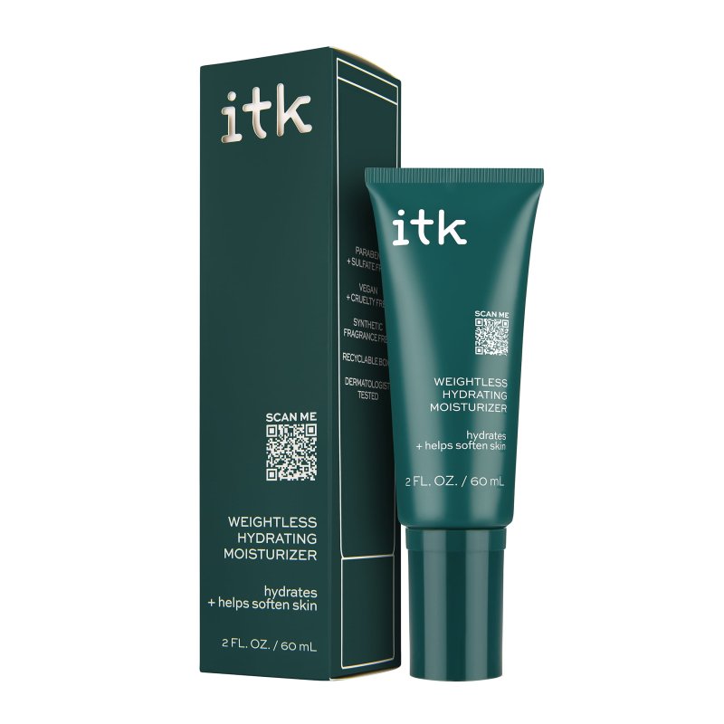 ITK SKINCARE WEIGHTLESS HYDRATING MOISTURIZER WITH HYALURONIC ACID AND VITAMIN E FOR ALL SKIN TYPES 2 OZ
