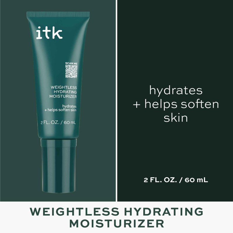 ITK SKINCARE WEIGHTLESS HYDRATING MOISTURIZER WITH HYALURONIC ACID AND VITAMIN E FOR ALL SKIN TYPES 2 OZ