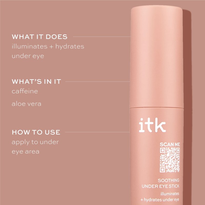 ITK SKINCARE SOOTHING UNDER EYE SERUM STICK HYDRATES BRIGHTENS ALL SKIN TYPES 0.35 OZ