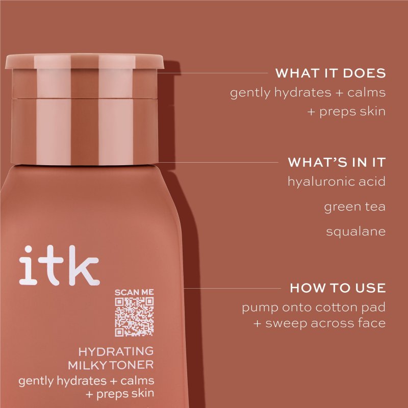 ITK SKINCARE HYDRATING MILKY FACE TONER HYALURONIC ACID SQUALANE ALL SKIN TYPES 5 OZ