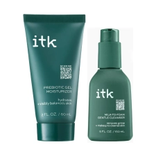ITK MILK TO FOAM GENTLE CLEANSER 5 OZ PREBIOTIC GEL MOISTURIZER FOR ACNE PRONE 2 OZ