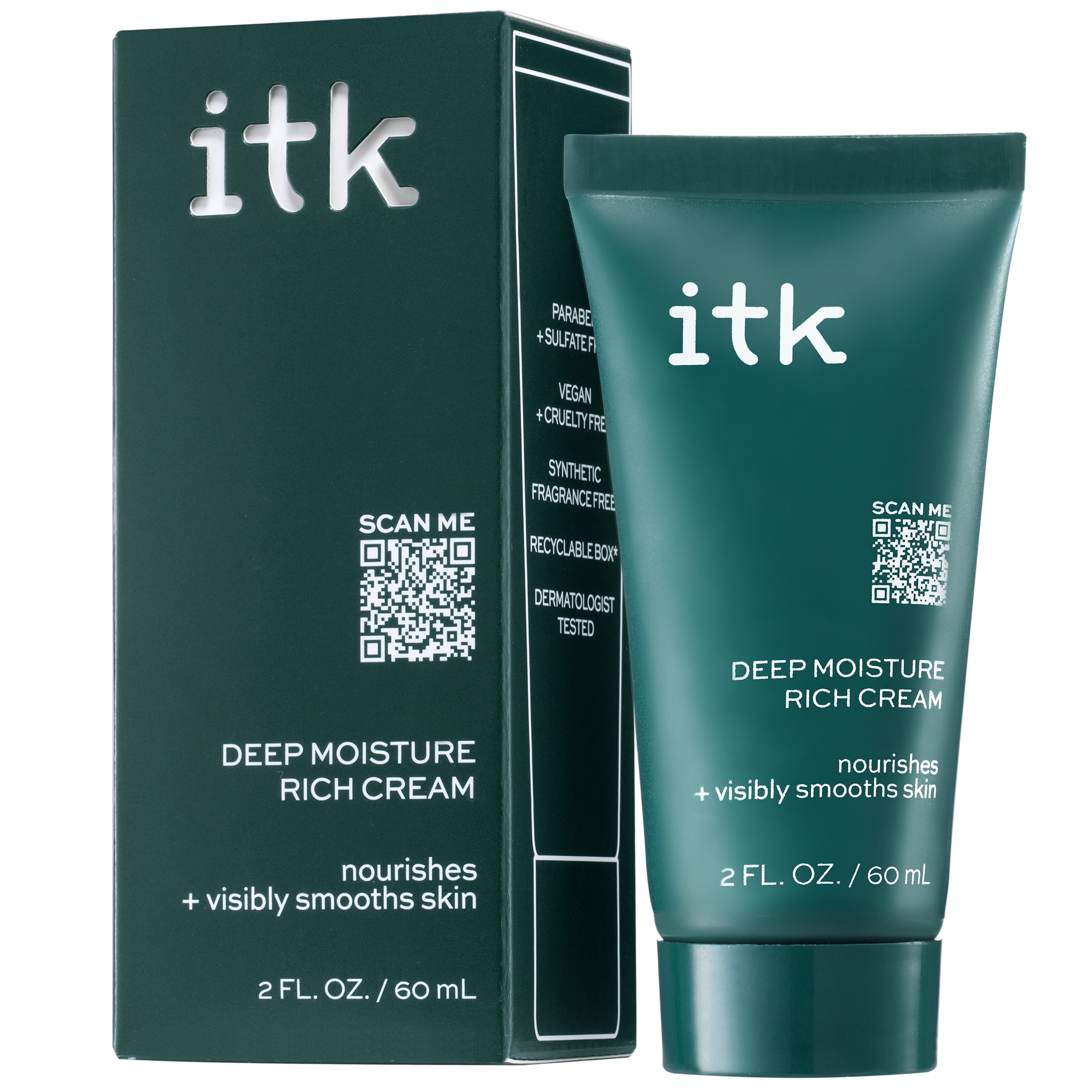 ITK DEEP MOISTURE RICH FACE CREAM HYALURONIC ACID CERAMIDES DRY SKIN 2 OZ