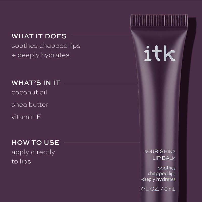 ITK NOURISHING LIP BALM WITH SHEA BUTTER COCONUT OIL VITAMIN E 2 FL. OZ