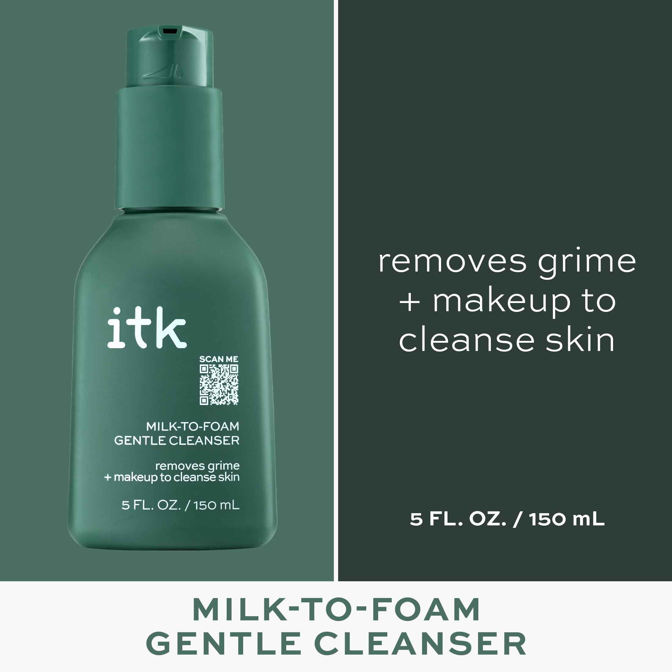 ITK SKINCARE MILK-TO-FOAM GENTLE CLEANSER WITH PROVITAMIN B5 2-IN-1 FACE WASH MAKEUP REMOVER 5 OZ
