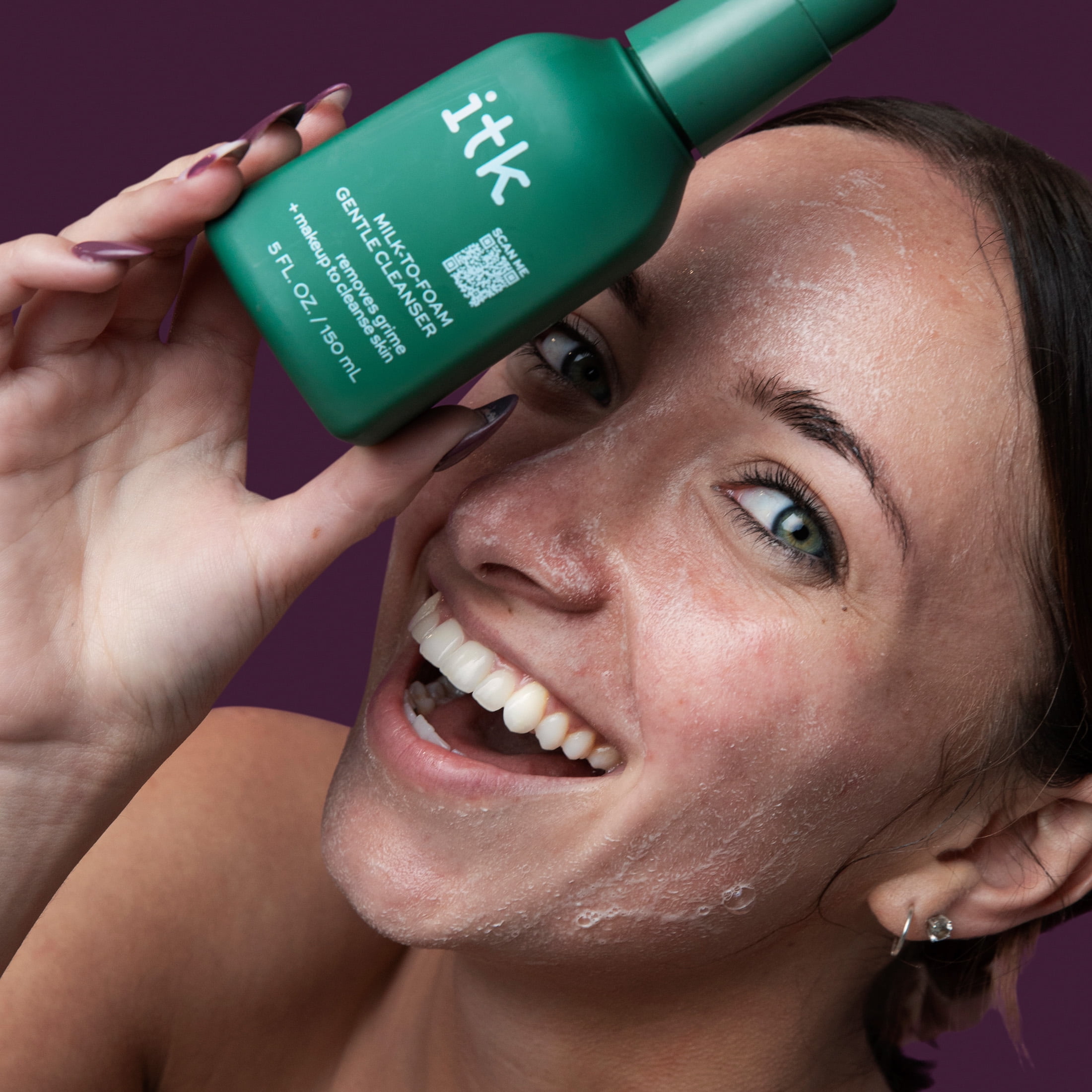 ITK SKINCARE MILK-TO-FOAM GENTLE CLEANSER WITH PROVITAMIN B5 2-IN-1 FACE WASH MAKEUP REMOVER 5 OZ