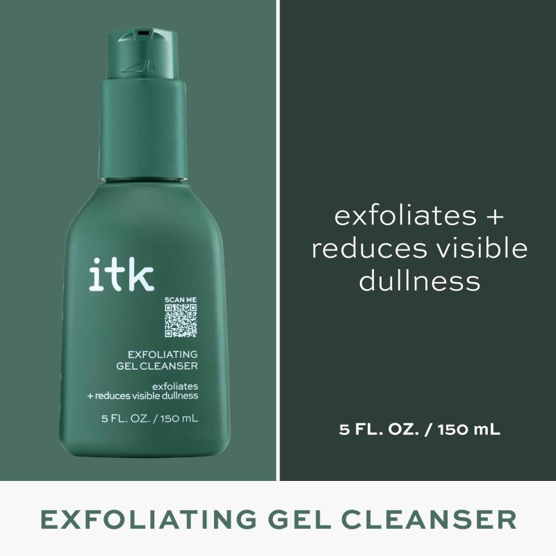 ITK SKINCARE EXFOLIATING GEL CLEANSER GLYCOLIC ACID ALL SKIN TYPES 5 OZ