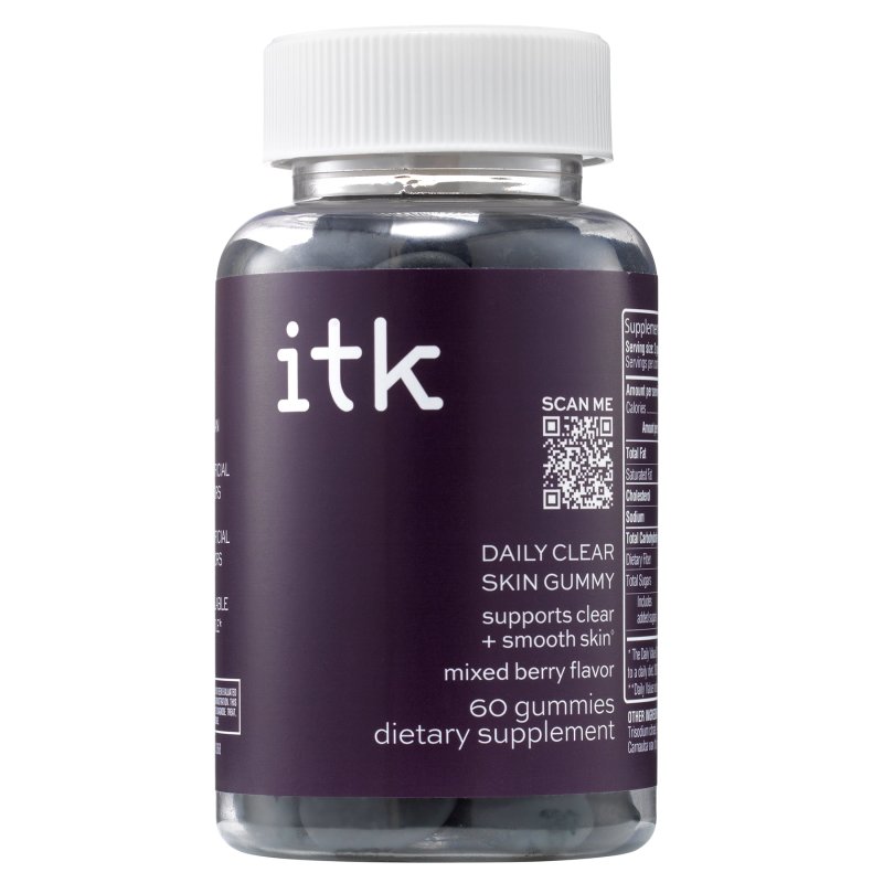 ITK DAILY CLEAR SKIN SUPPLEMENT PROBIOTICS ZINC MIXED BERRY 30-DAY SUPPLY 60 CT