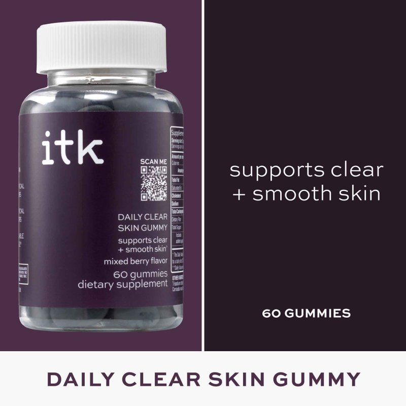 ITK DAILY CLEAR SKIN SUPPLEMENT PROBIOTICS ZINC MIXED BERRY 30-DAY SUPPLY 60 CT