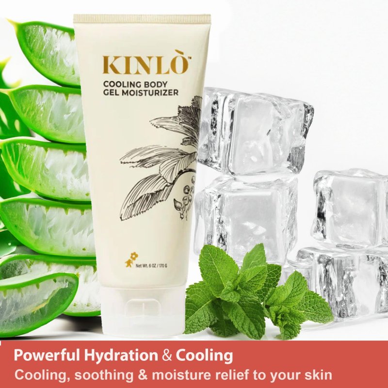 KINLO COOLING BODY GEL MOISTURIZER ALOE VERA HYDRATING SKIN CARE LOTION ALOE GLYCERIN MENTHOL BLACK OWNED SKINCARE C51 6OZ