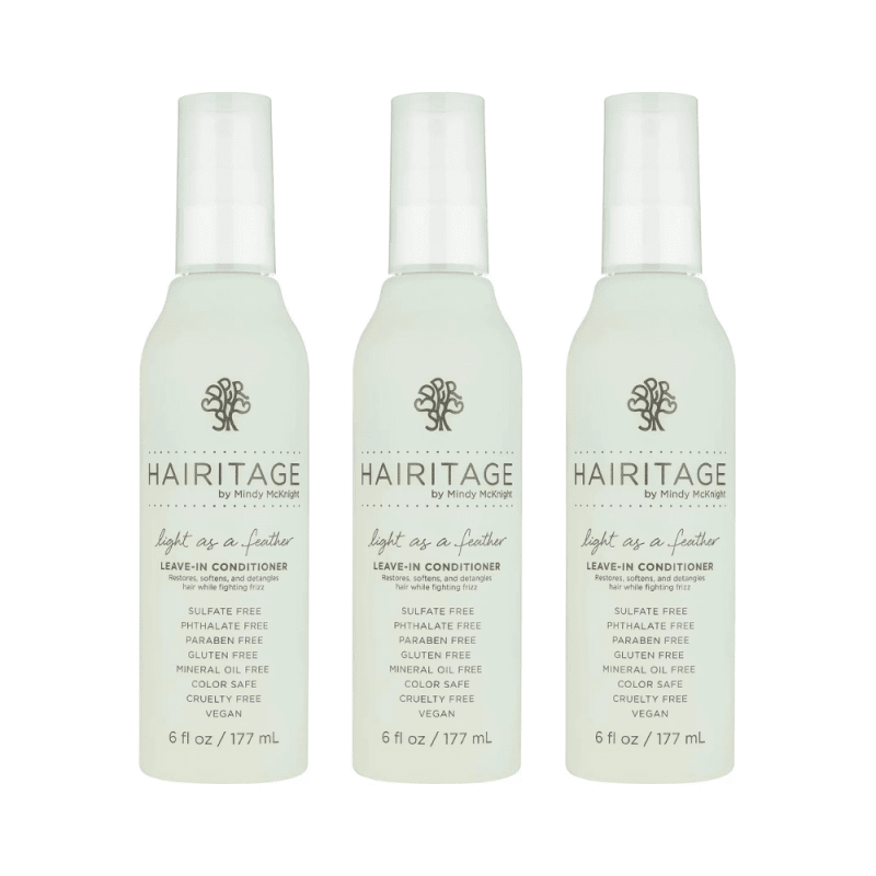 HAIRITAGE LIGHT AS A FEATHER DETANGLING LEAVE IN CONDITIONER SPRAY 6 FL OZ PACK OF 3 FOR SMOOTH HAIR