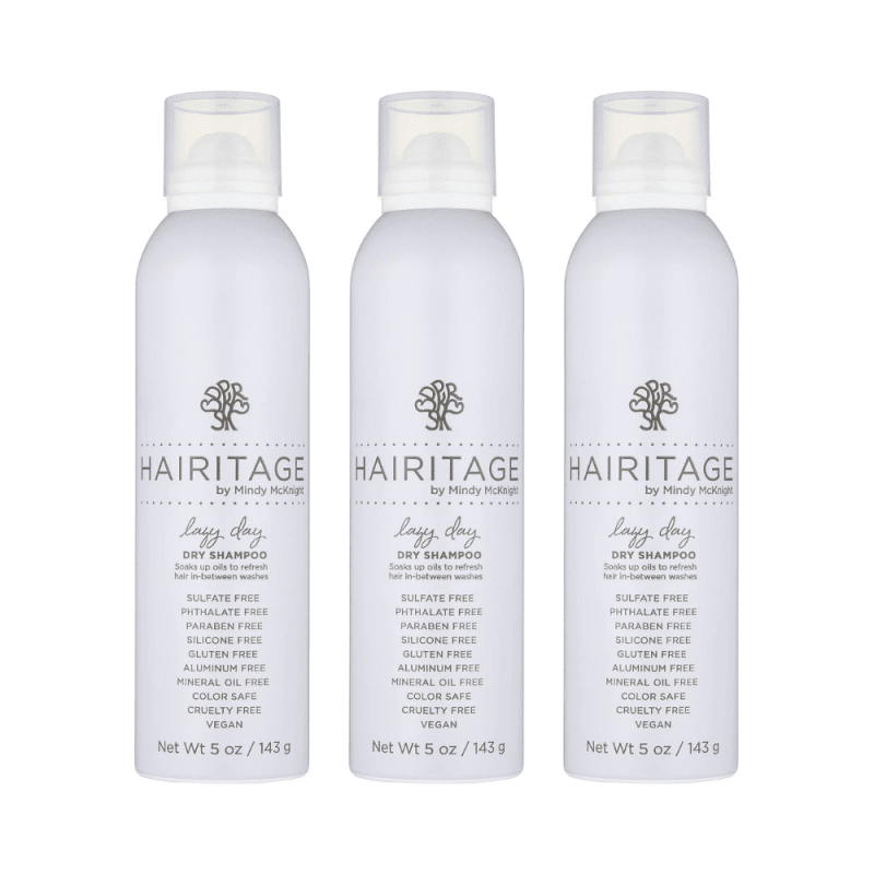 HAIRITAGE LAZY DAY DRY SHAMPOO 5 OZ PACK OF 3 FOR FRESH HAIR BOOST