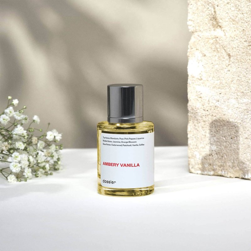 DOSSIER AMBERY VANILLA EAU DE PARFUM INSPIRED BY YSLS BLACK OPIUM WOMEN PERFUME 1.7 OZ