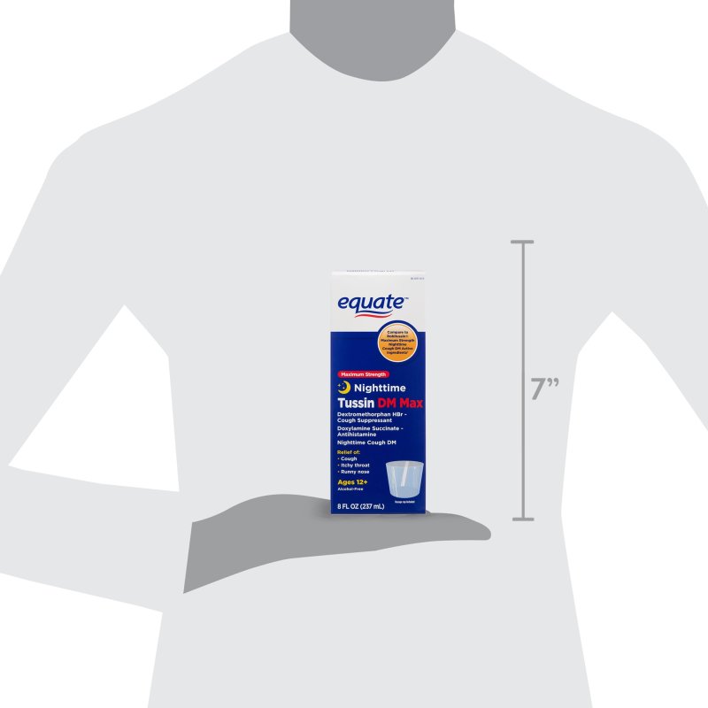 EQUATE NIGHTTIME COUGH SUPPRESSANT TUSSIN DM MAX LIQUID ALLERGY RELIEF 8 FL OZ