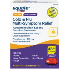 EQUATE NON DROWSY COLD FLU MULTI SYMPTOM RELIEF SOFTGELS 48 COUNT