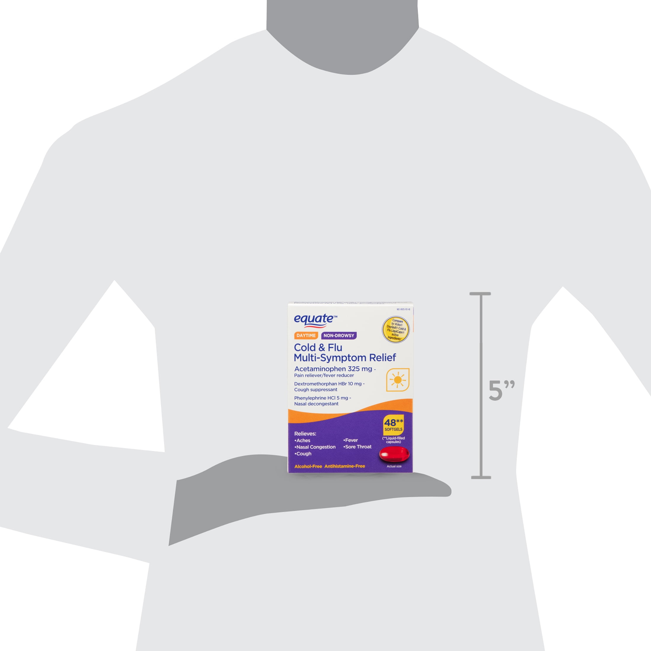EQUATE NON DROWSY COLD FLU MULTI SYMPTOM RELIEF SOFTGELS 48 COUNT
