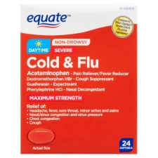 EQUATE DAYTIME COLD FLU SOFTGELS MAXIMUM STRENGTH ACETAMINOPHEN 24 COUNT