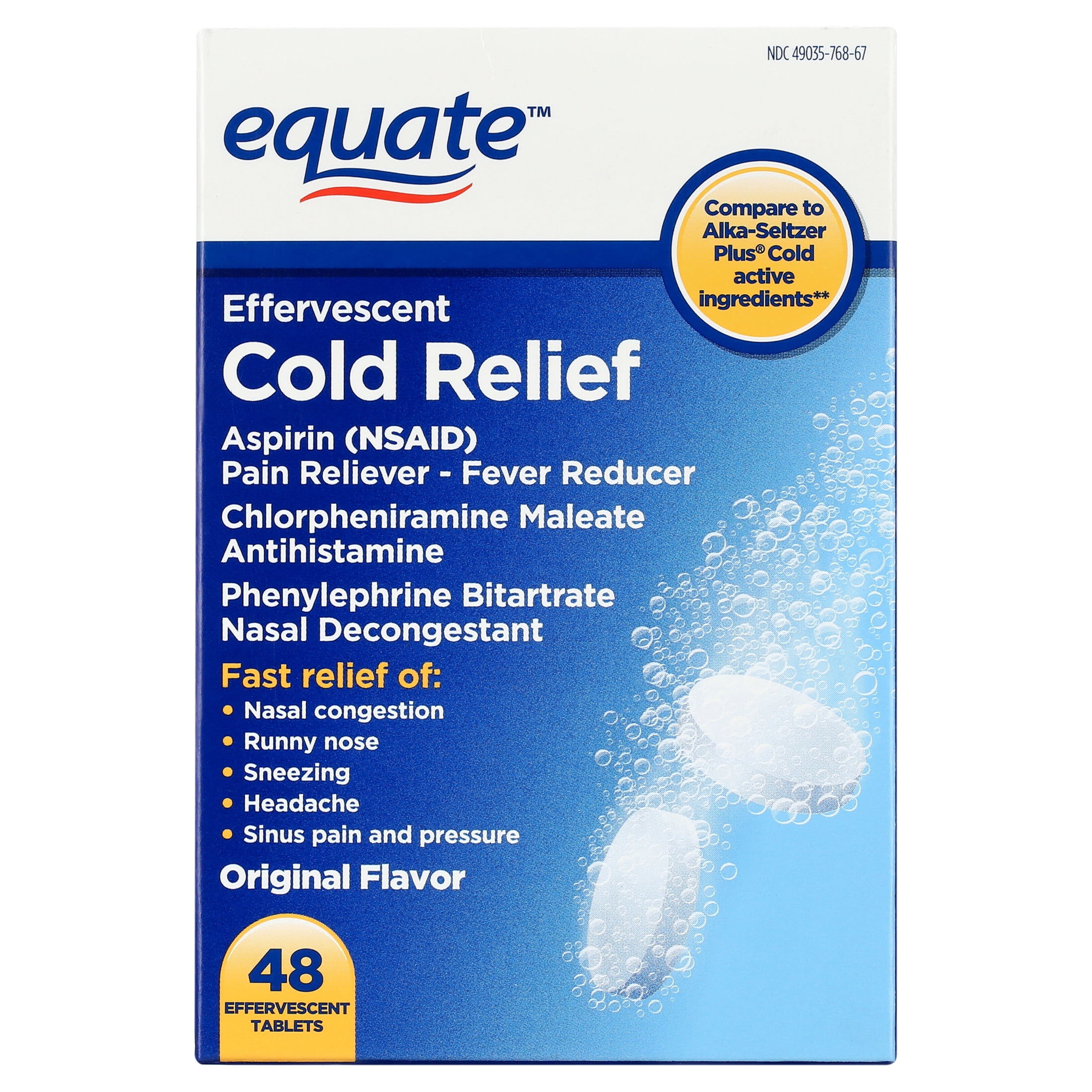 EQUATE EFFERVESCENT COLD RELIEF 48 TABLETS FOR FAST RELIEF