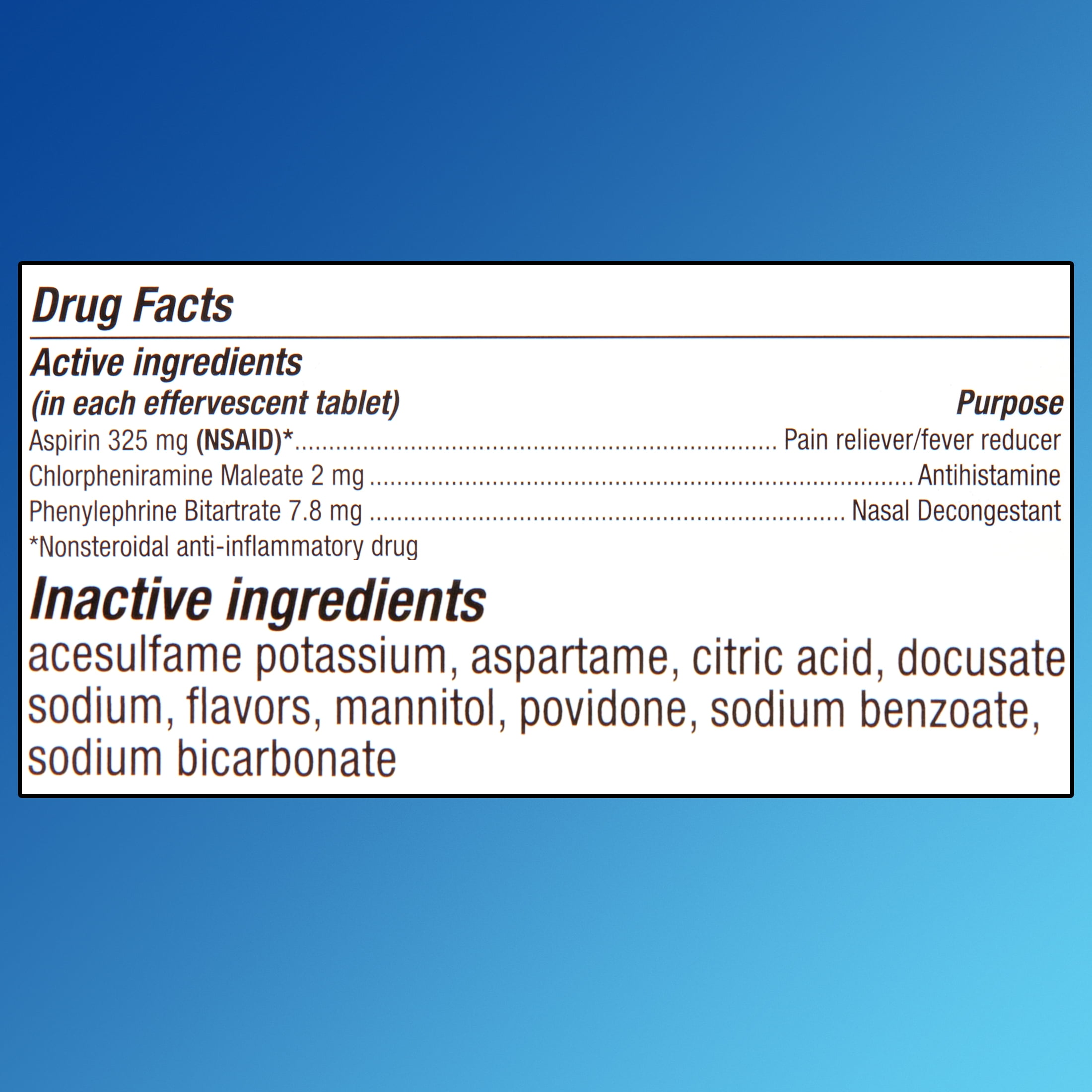 EQUATE EFFERVESCENT COLD RELIEF 48 TABLETS FOR FAST RELIEF