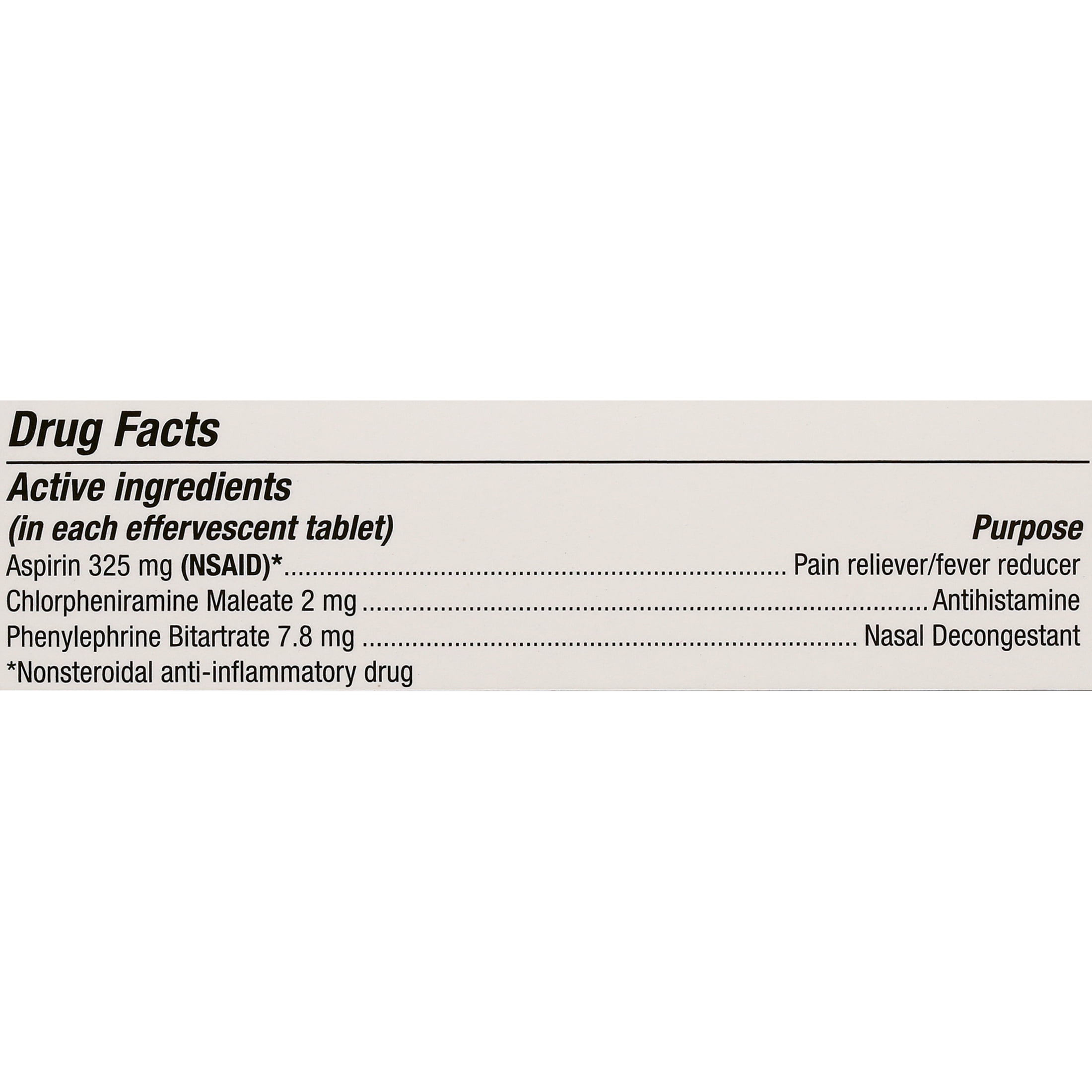 EQUATE EFFERVESCENT COLD RELIEF 48 TABLETS FOR FAST RELIEF