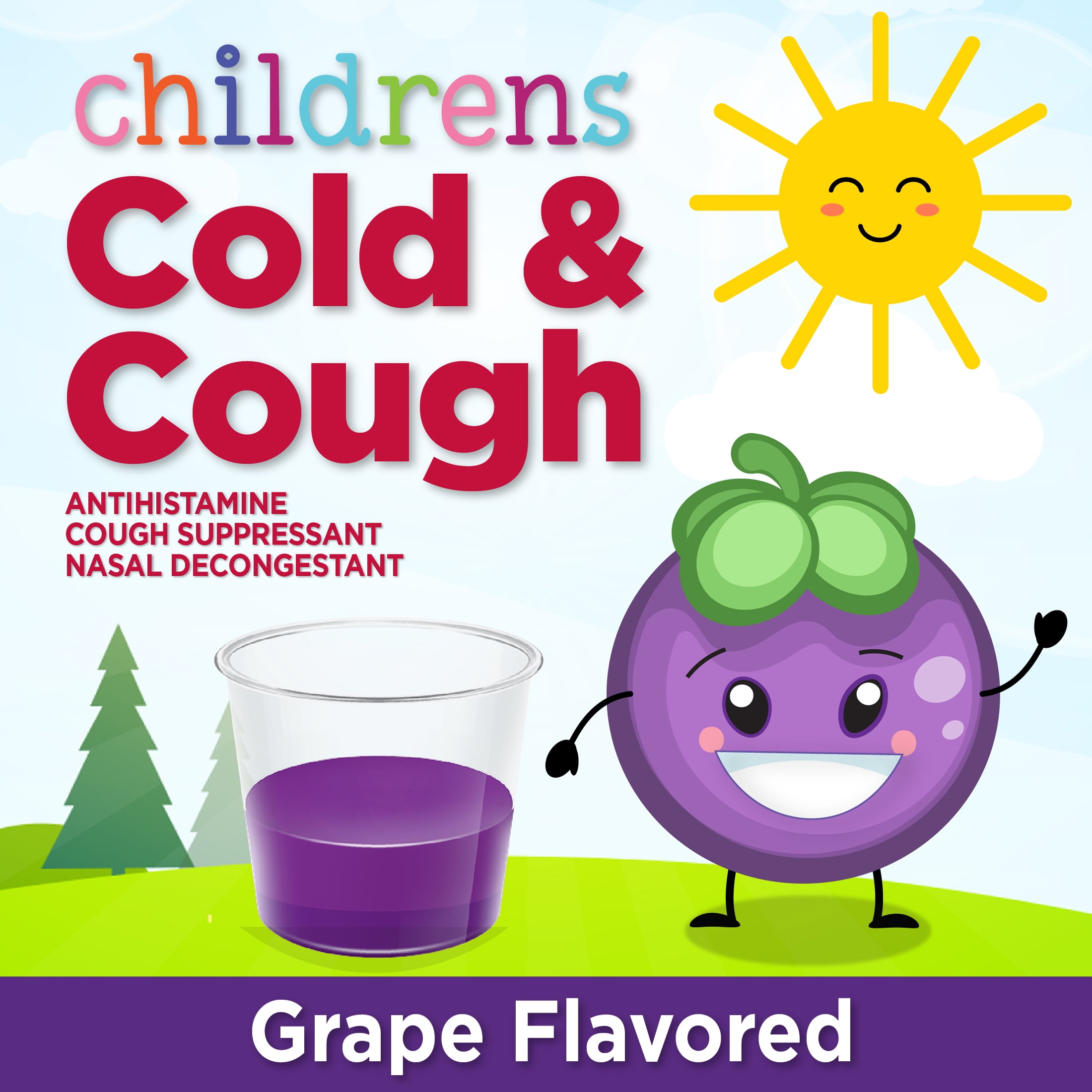 EQUATE CHILDRENS COLD COUGH RED GRAPE FLAVOR 8 OZ