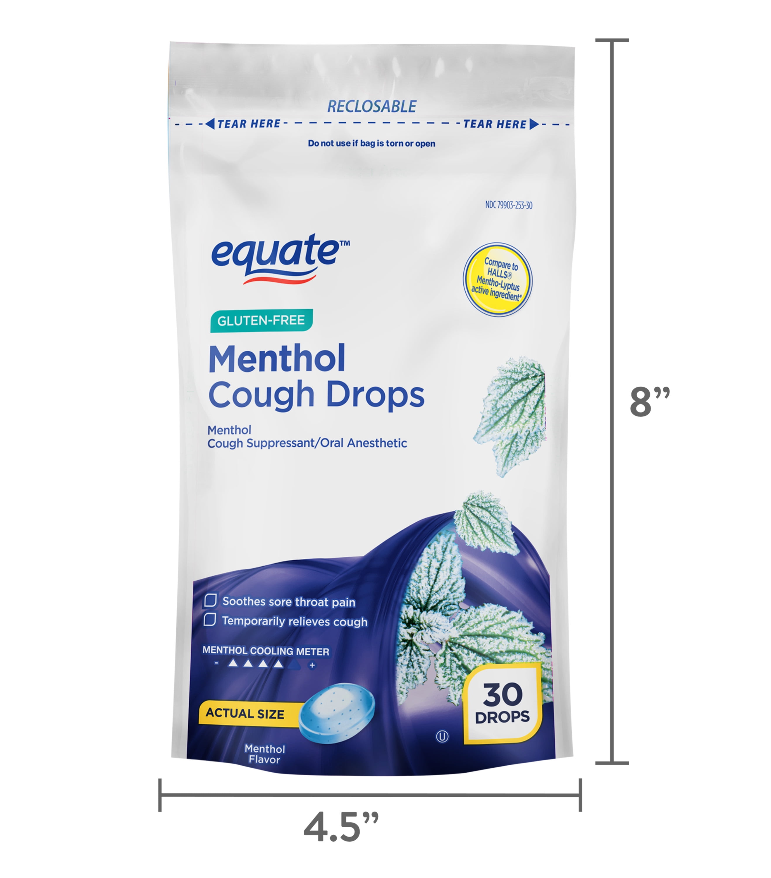 EQUATE MENTHOL COUGH DROPS 30 COUNT 4 PACK