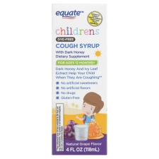 EQUATE KIDS COUGH SYRUP, NATURAL GRAPE FLAVOR, DRUG-FREE, 4 FL OZ