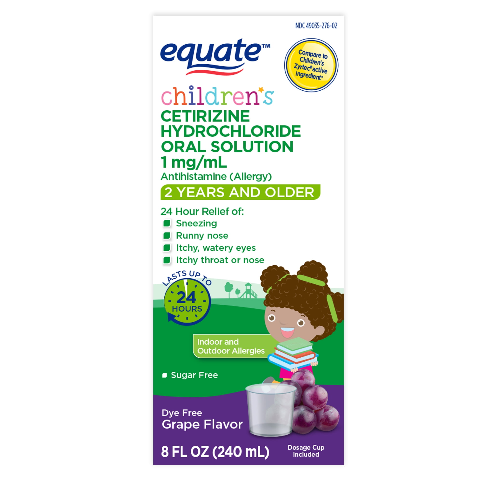 EQUATE CHILDRENS CETIRIZINE HYDROCHLORIDE ALLERGY RELIEF ORAL SOLUTION 8 FL OZ