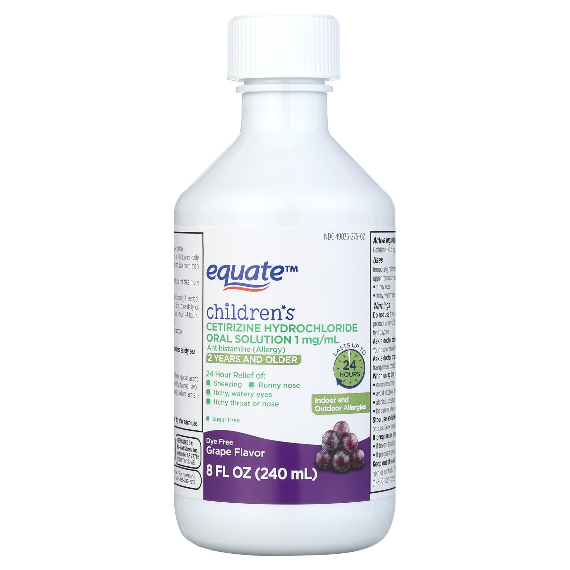 EQUATE CHILDRENS CETIRIZINE HYDROCHLORIDE ALLERGY RELIEF ORAL SOLUTION 8 FL OZ