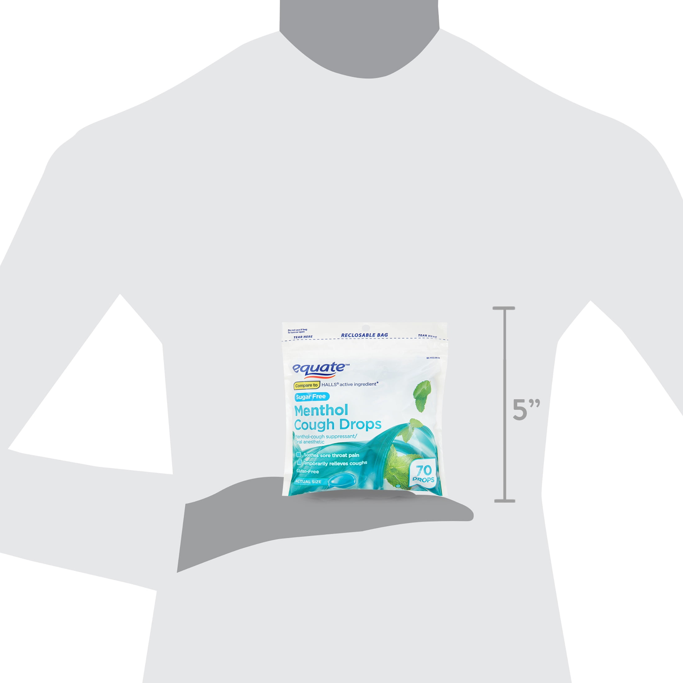 EQUATE SUGAR FREE MENTHOL COUGH DROPS 70 COUNT