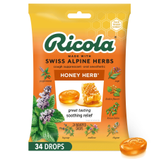 RICOLA HONEY HERB COUGH DROPS THROAT RELIEF COUGH SUPPRESSANT 24 COUNT