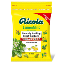 RICOLA SUGAR FREE LEMON MINT COUGH DROPS 105CT