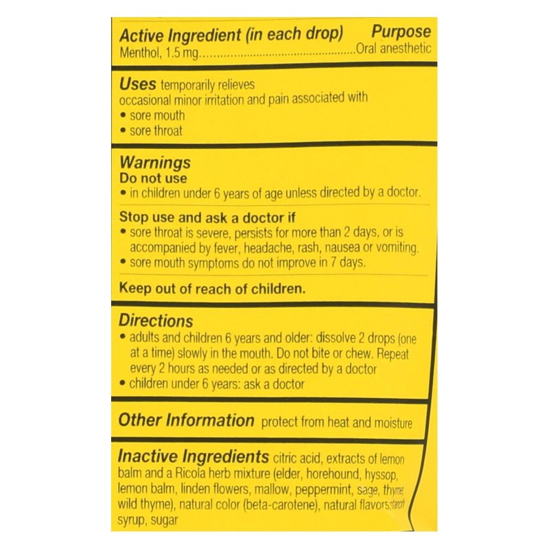 RICOLA HERB THROAT DROPS LEMON MINT 24 DROPS