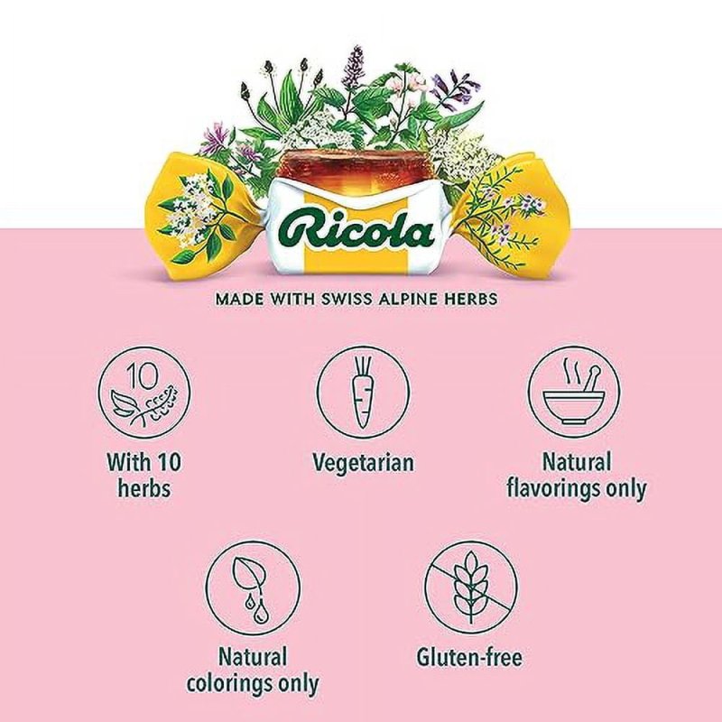 RICOLA CHERRY THROAT DROPS 45 COUNT - SOOTHING HERBAL RELIEF