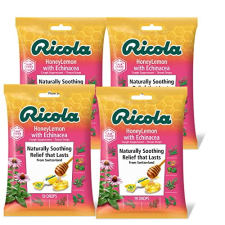 RICOLA HONEY LEMON ECHINACEA HERBAL COUGH SUPPRESSANT THROAT DROPS 19CT BAG PACK OF 4
