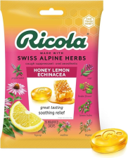 RICOLA HONEY LEMON ECHINACEA COUGH SUPPRESSANT THROAT DROPS 19 COUNT PACK OF 1