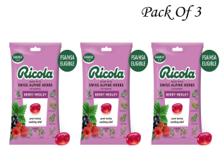 RICOLA BERRY MEDLEY THROAT DROPS DELICIOUS THROAT RELIEF 45 COUNT EACH PACK OF 3