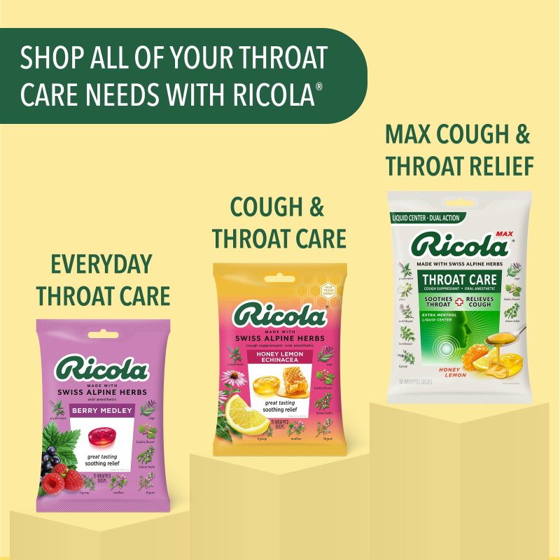 RICOLA BERRY MEDLEY THROAT DROPS DELICIOUS THROAT RELIEF 45 COUNT EACH PACK OF 3