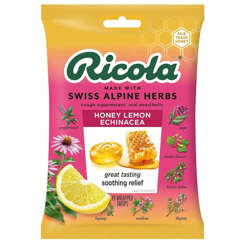 RICOLA HONEY LEMON COUGH DROPS 19 CT PACK OF 3