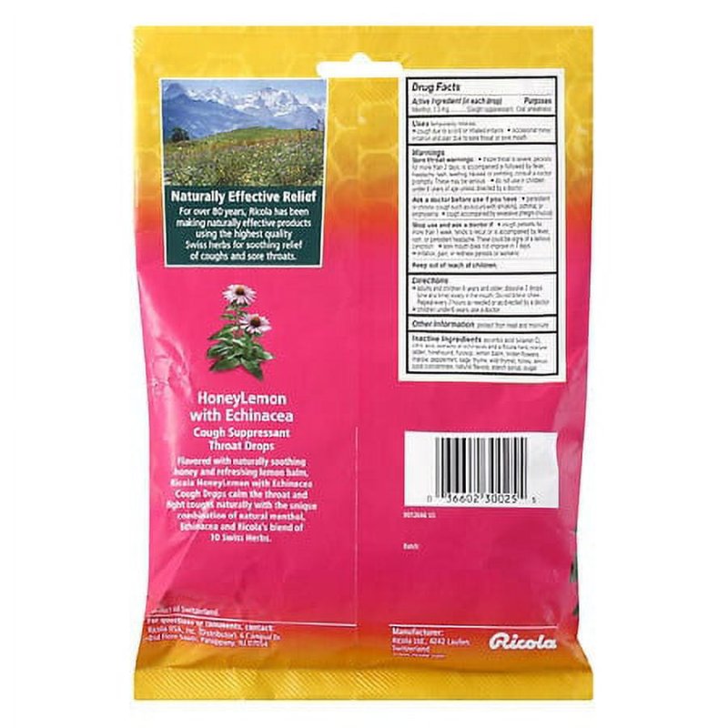RICOLA HONEY LEMON COUGH DROPS 19 CT PACK OF 3
